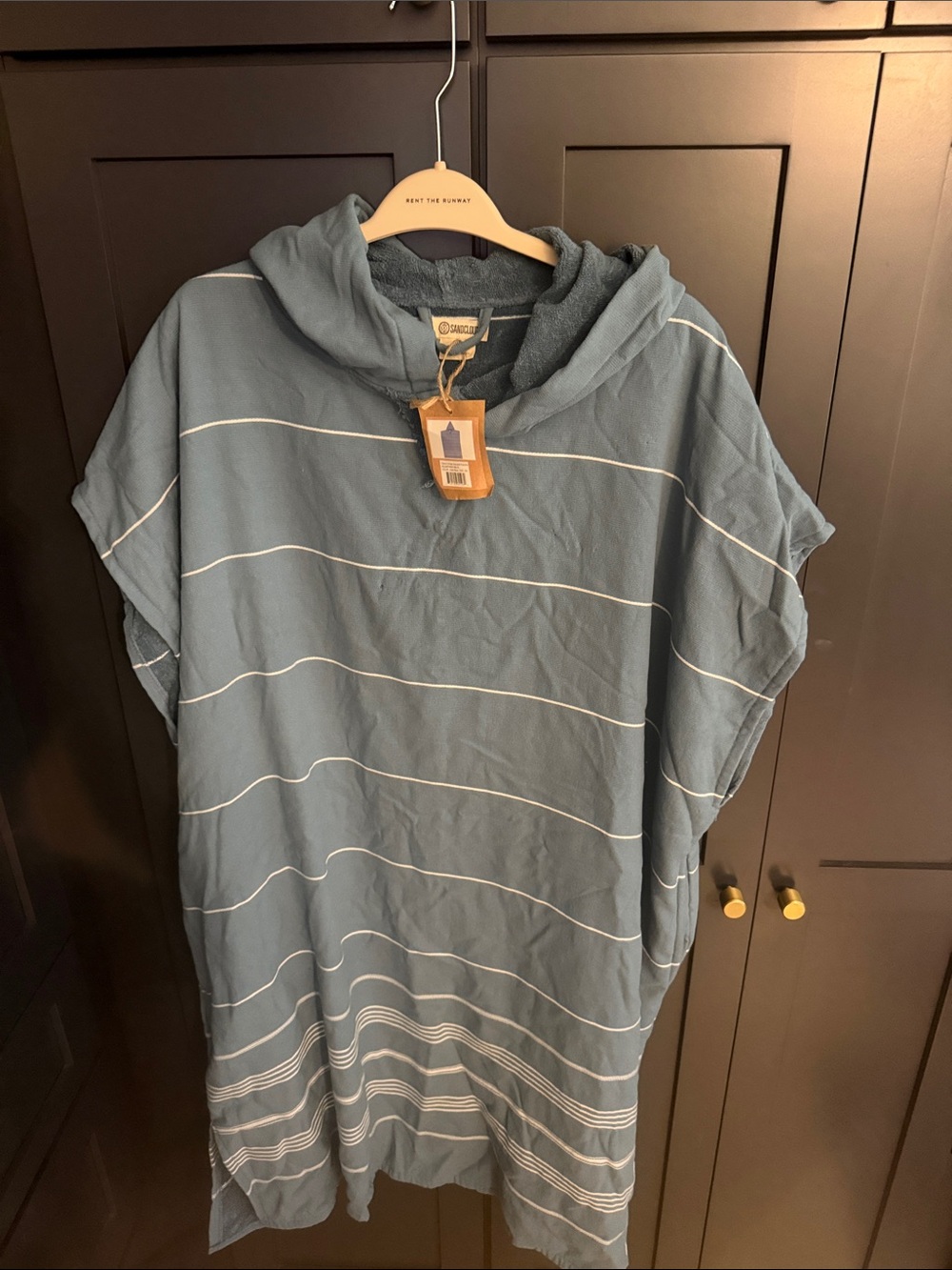 Sand cloud Striped Hooded poncho Slate Blue